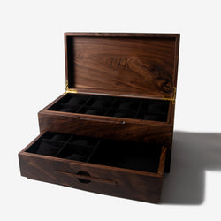 Watch Box with Drawer - Solid Black Walnut - 12 to 16 Watch Compartments (ONLINE ORDER ONLY)