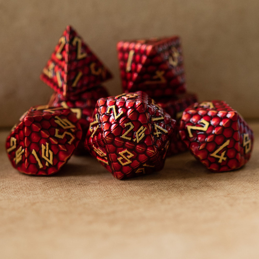 PRE-ORDER || Red Dragon's Egg Metal Dice Set