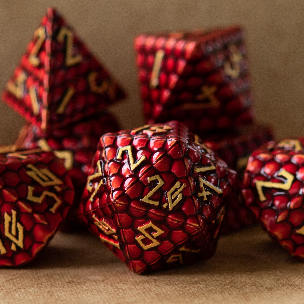 PRE-ORDER || Red Dragon's Egg Metal Dice Set