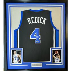 Framed Facsimile Autographed JJ J.J. Redick 35x39 Duke Black Reprint Laser Auto College Basketball Jersey (ONLINE ORDER ONLY)
