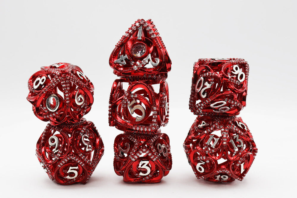 Hollow Hearts: Jeweled Red - Metal RPG Dice Set (ONLINE ORDER ONLY)