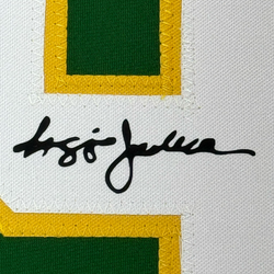 Framed Facsimile Autographed Reggie Jackson 35x39 Oakland Green Reprint Laser Auto Baseball Jersey (ONLINE ORDER ONLY)