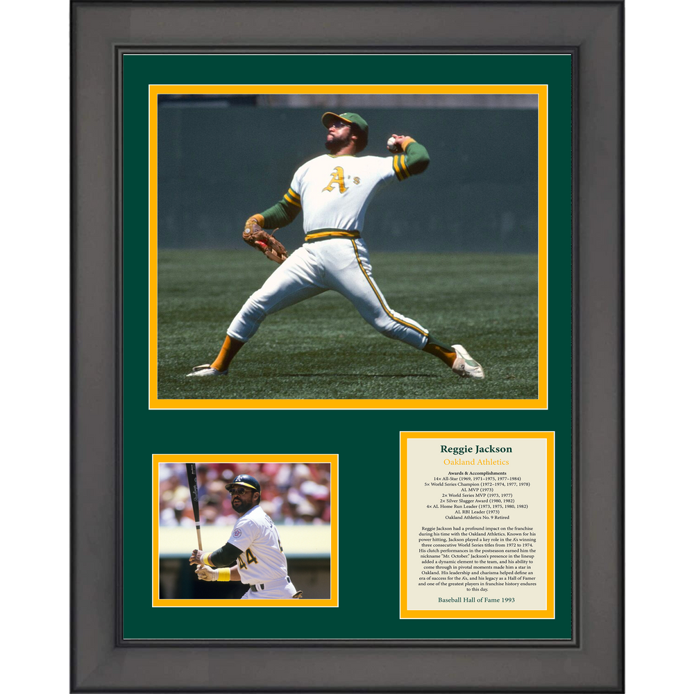 Framed Reggie Jackson Hall of Fame Oakland Athletics A's Baseball 11"x14"Three Photo Collage (ONLINE ORDER ONLY)
