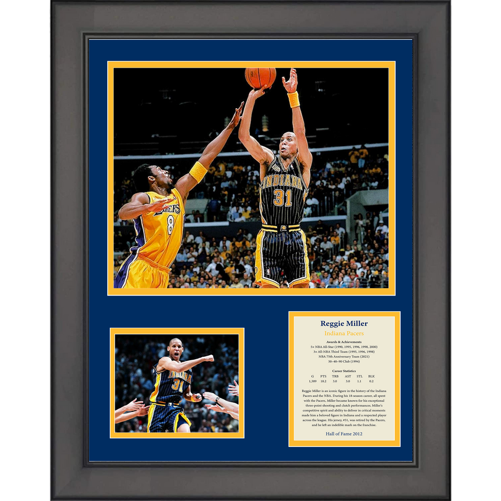 Framed Reggie Miller Hall of Fame Basketball 11"x14"Three Photo Collage (ONLINE ORDER ONLY)