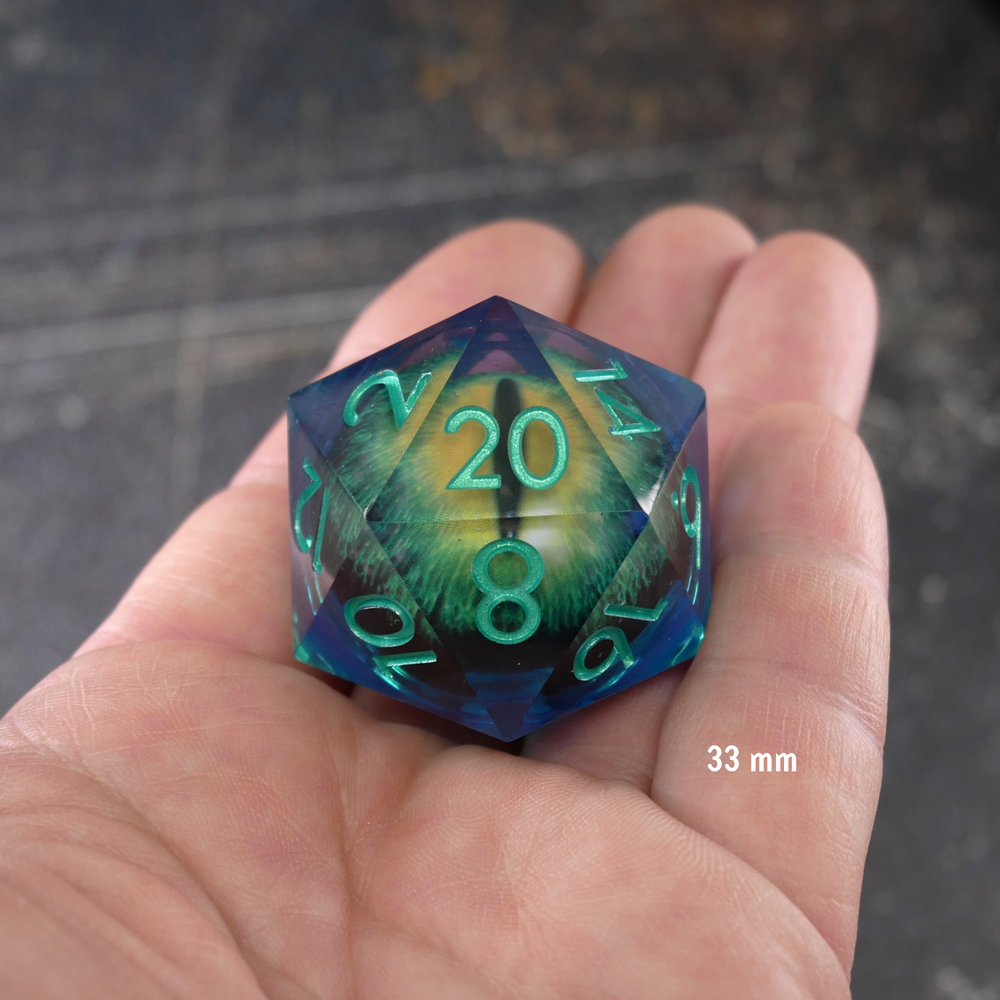 Remorhaz's Eye | Giant D20 Moving Eye DnD Dice | Acrylic RPG Gaming Dice (ONLINE ORDER ONLY)