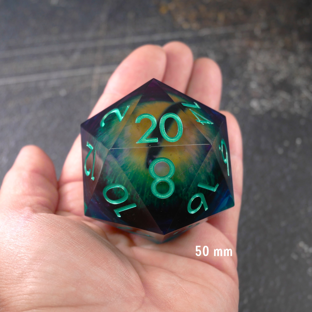 Remorhaz's Eye | Giant D20 Moving Eye DnD Dice | Acrylic RPG Gaming Dice (ONLINE ORDER ONLY)