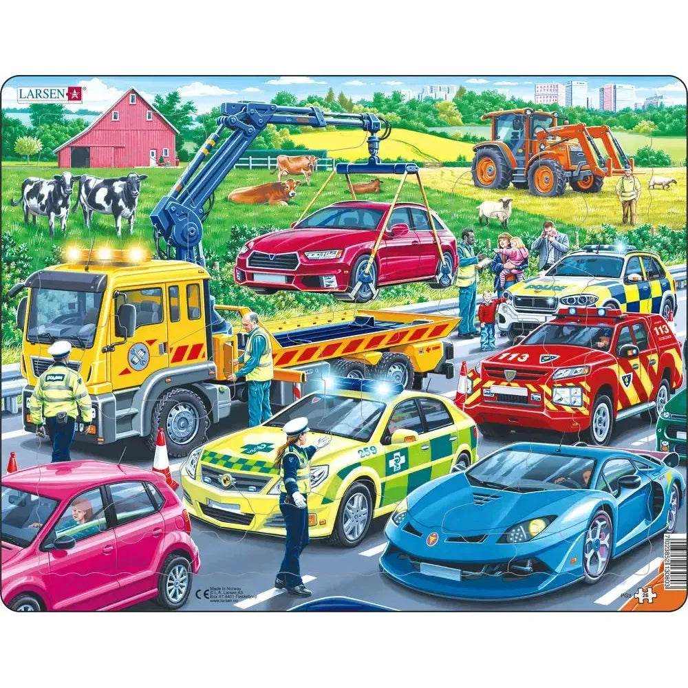 Rescue Vehicles 26 Piece Tray Jigsaw Puzzle Larsen