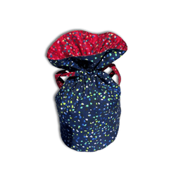 Medium Reusable Fabric Gift Bag | Blue & Red Confetti (ONLINE ORDER ONLY)