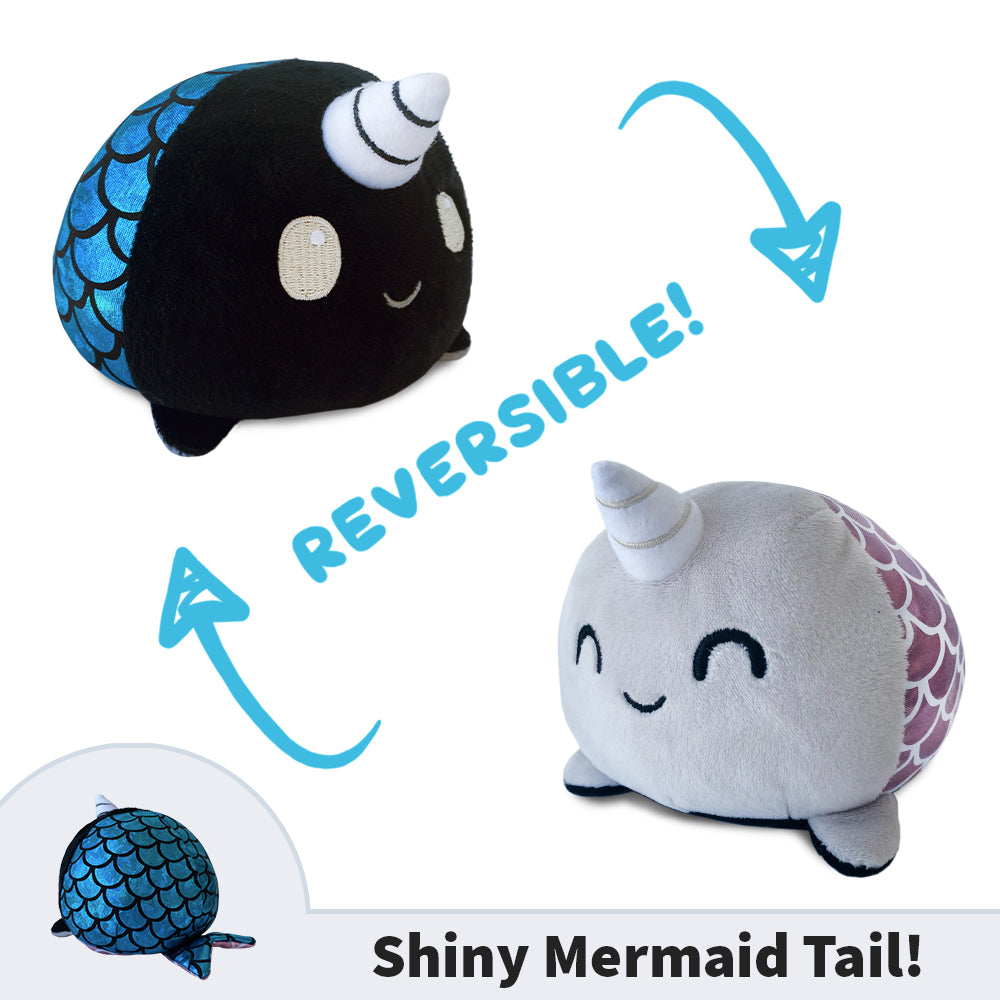 TeeTurtle Reversible Narwhal/Mermaid: Gray/Black (Mini) (ONLINE ORDER ONLY)