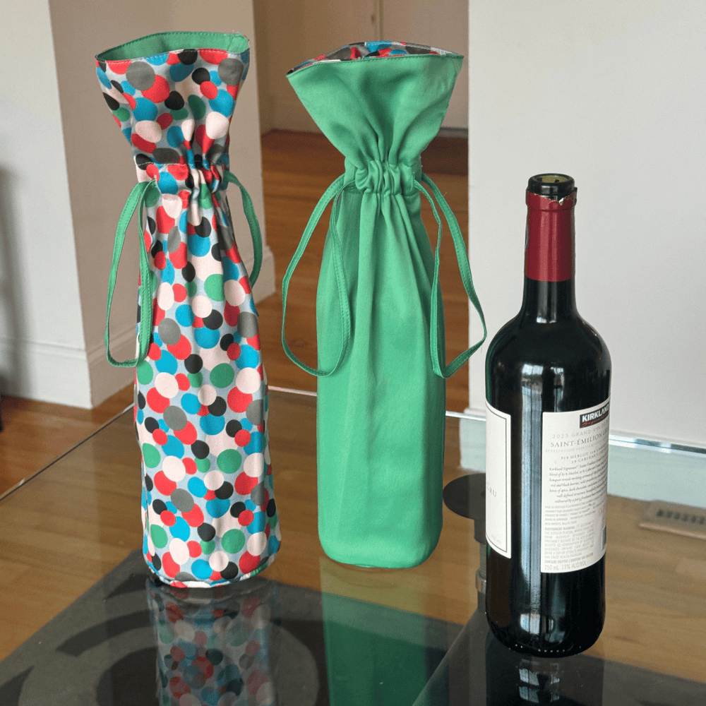 Large Reversible Reusable Fabric Wine Gift Bag | Polka Dots (ONLINE ORDER ONLY)