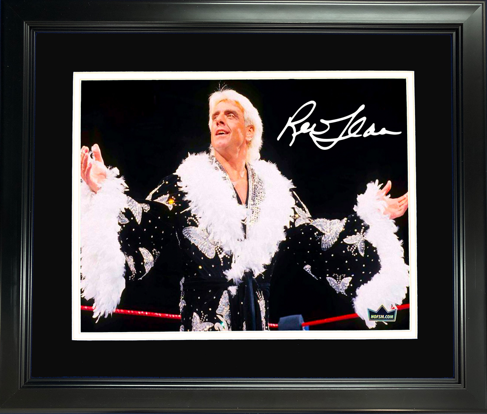 Framed Ric Flair WWE Facsimile Laser Engraved Signature Auto 11"x14"Wrestling Photo HOFSM Holo (ONLINE ORDER ONLY)