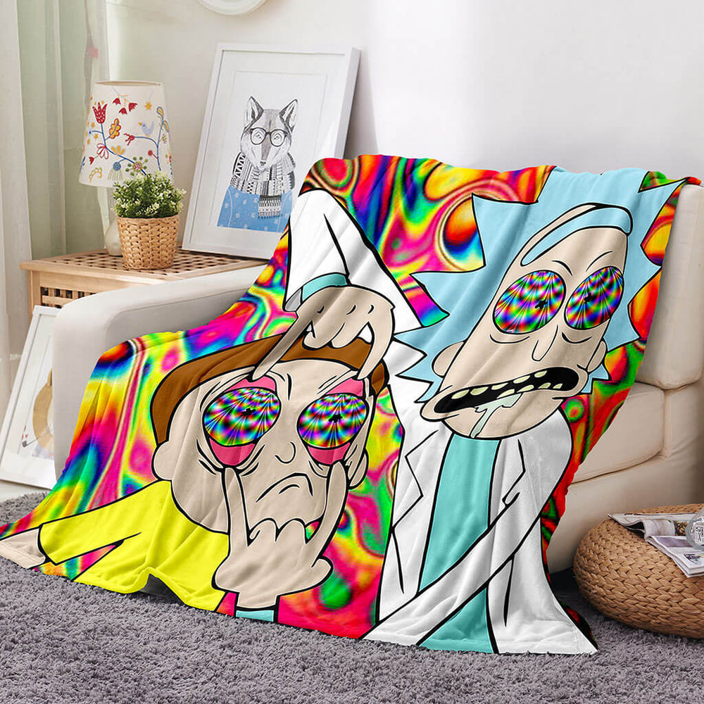 Rick and Morty Pattern Blanket Flannel Throw Room Decoration (Online Order Only)