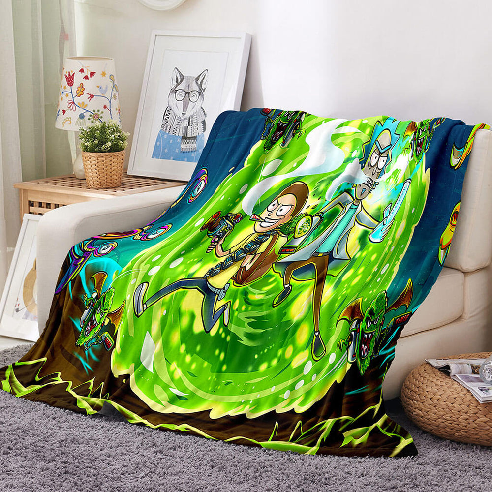 Rick and Morty Pattern Blanket Flannel Throw Room Decoration (Online Order Only)