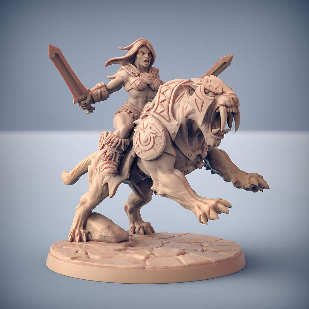3D Printed Artisan Guild Smilodon Riders Dragonpeak Barbarians 28mm 32mm (Online Only)