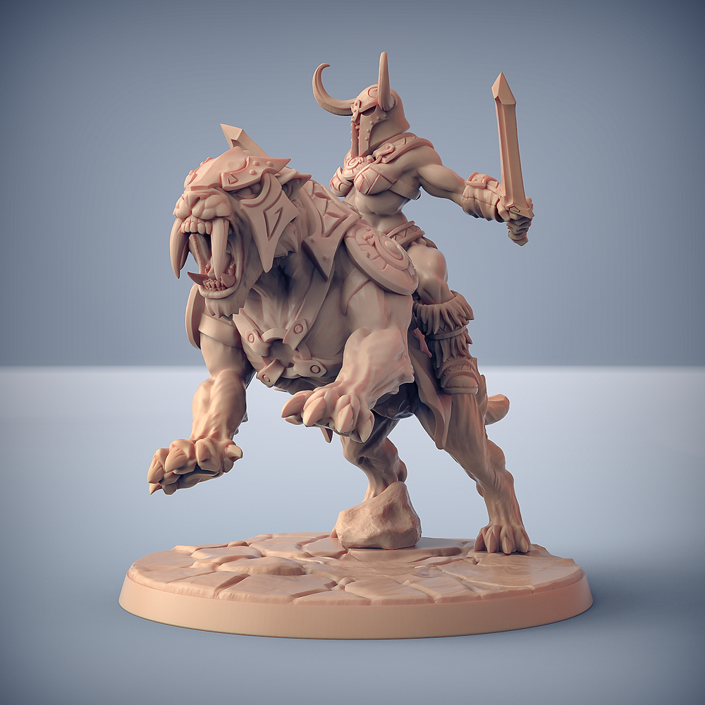 3D Printed Artisan Guild Smilodon Riders Dragonpeak Barbarians 28mm 32mm (Online Only)
