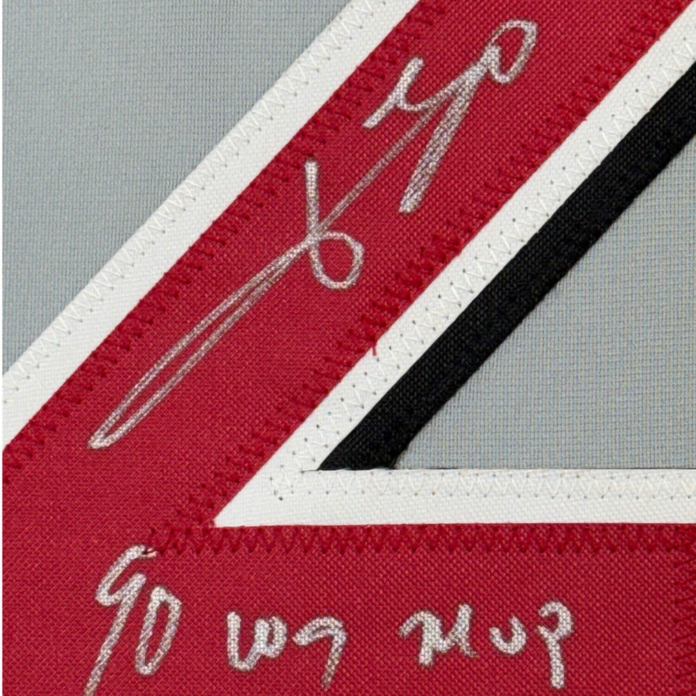 Framed Autographed/Signed Jose Rijo 90 WS MVP 35x39 Cincinnati Grey Baseball Jersey Beckett BAS COA