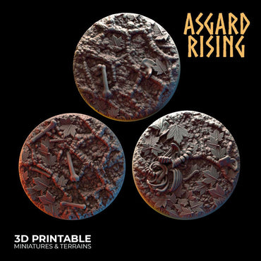 3D Printed Asgard Rising Deepforest Ritual Ground Round Base Set - 3 x 32 35 mm Round Base Set B Wargaming DnD (Online Only)