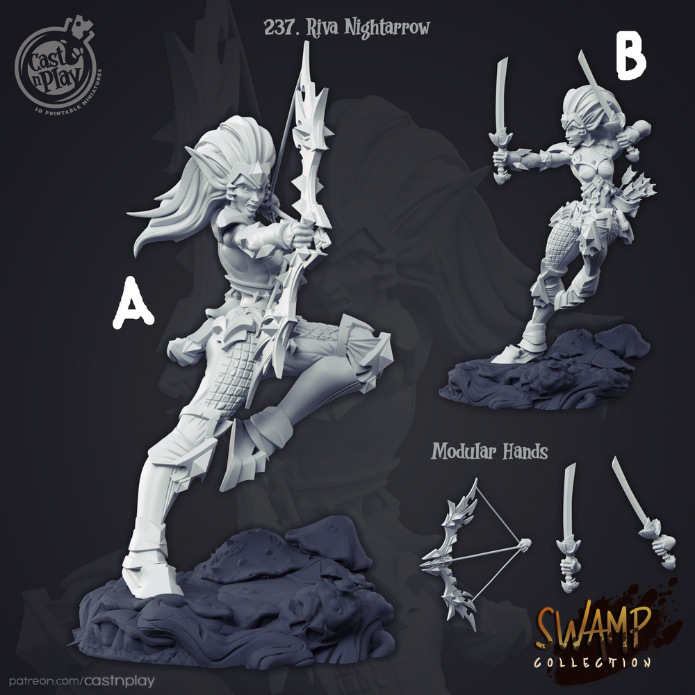 3D Printed Cast n Play Swamp Collection - Riva Nightarrow 28mm 32mm D&D (Online Only)