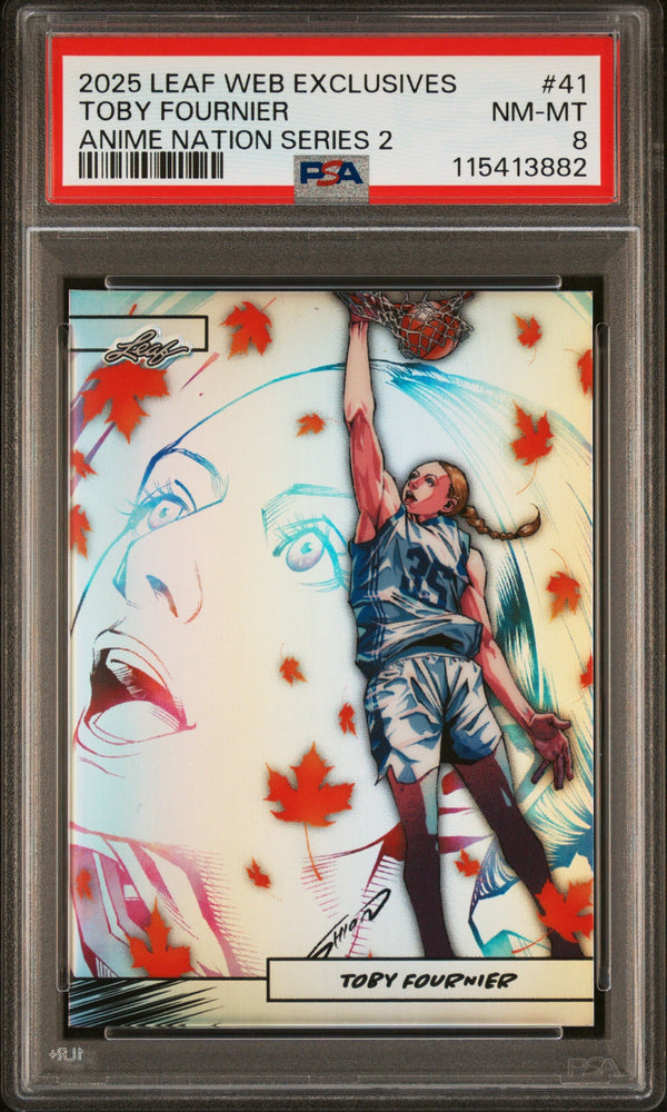 Graded 2025 Leaf Web Exclusives Toby Fournier #41 Anime Nation Series 2 /99 Basketball Card PSA 8 Near Mint (ONLINE ORDER ONLY)