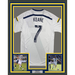 Framed Autographed/Signed Robbie Keane 35x39 LA Galaxy White Soccer Jersey Beckett BAS COA