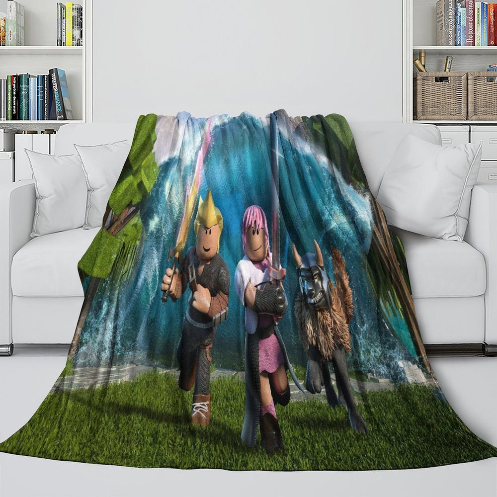 Roblox Blanket Flannel Pattern Throw Kids Room Decoration (Online Order Only)