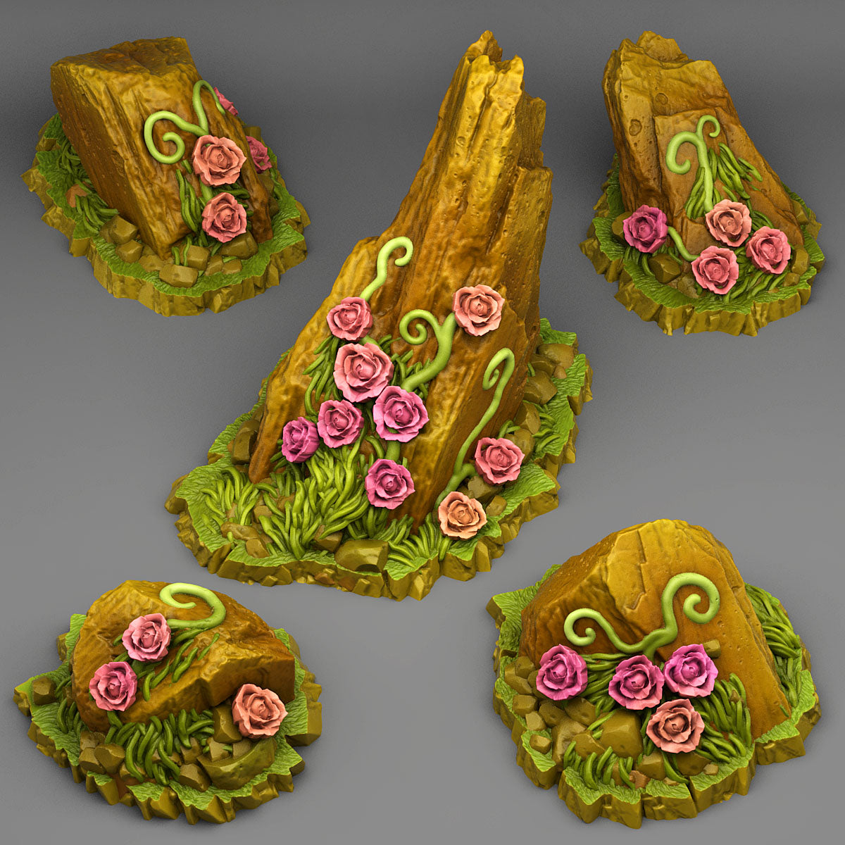 3D Printed Fantastic Plants and Rocks Rocks Of Roses 28mm - 32mm D&D Wargaming (Online Only)