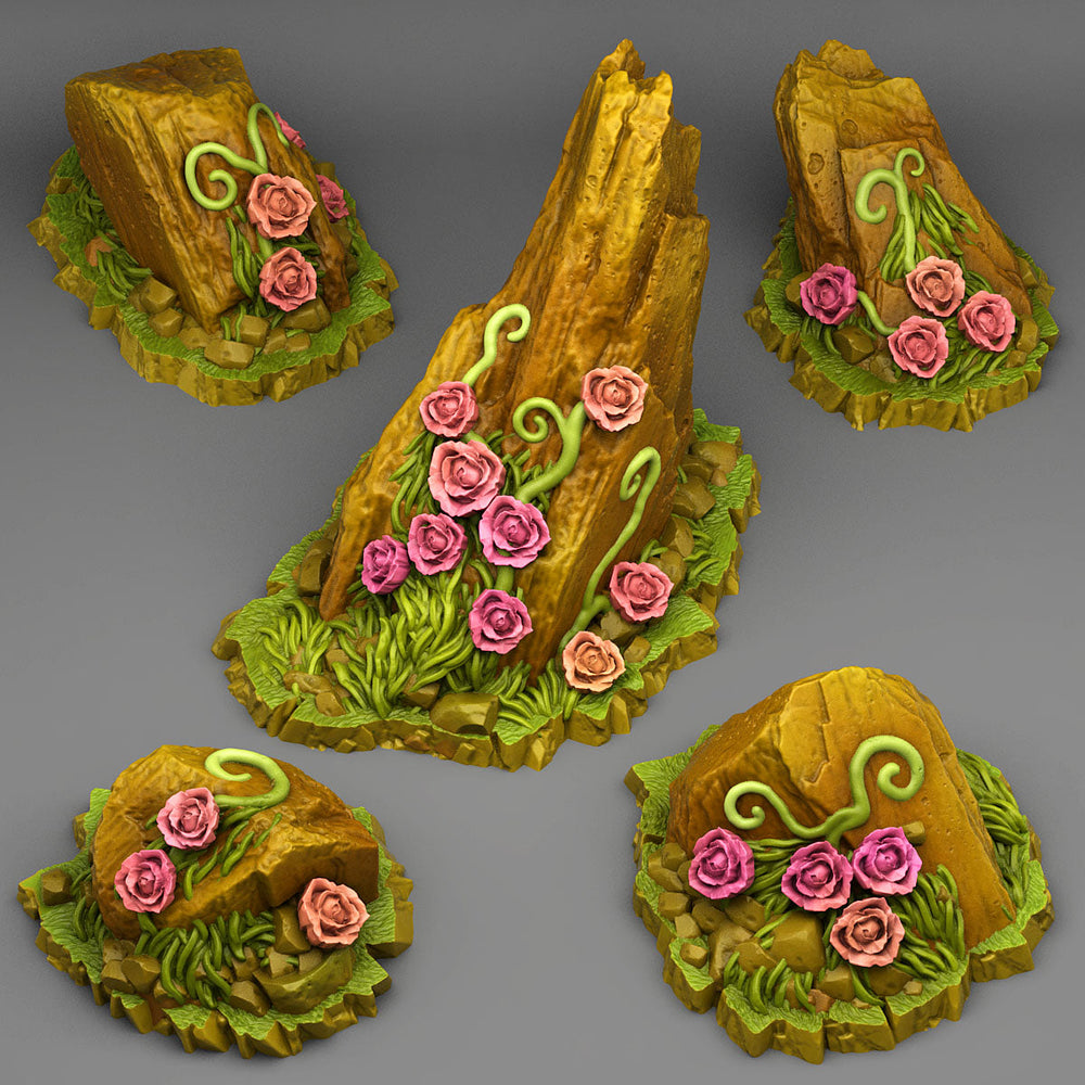3D Printed Fantastic Plants and Rocks Rocks Of Roses 28mm - 32mm D&D Wargaming (Online Only)