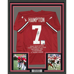 Framed Autographed/Signed Rodney Hampton 35x39 Georgia Red Stat College Football Jersey PSA/DNA COA