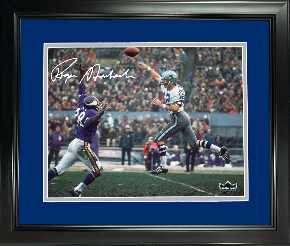 Framed Roger Staubach Dallas Cowboys Facsimile Laser Engraved Signature Auto 11"x14"Football Photo HOFSM Holo (ONLINE ORDER ONLY)