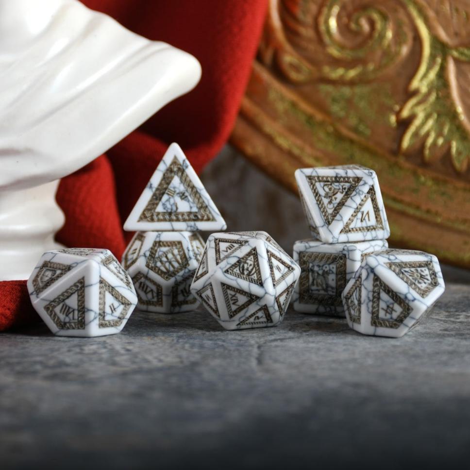 Pre-Order || Roman White Howlite Stone Dice Set