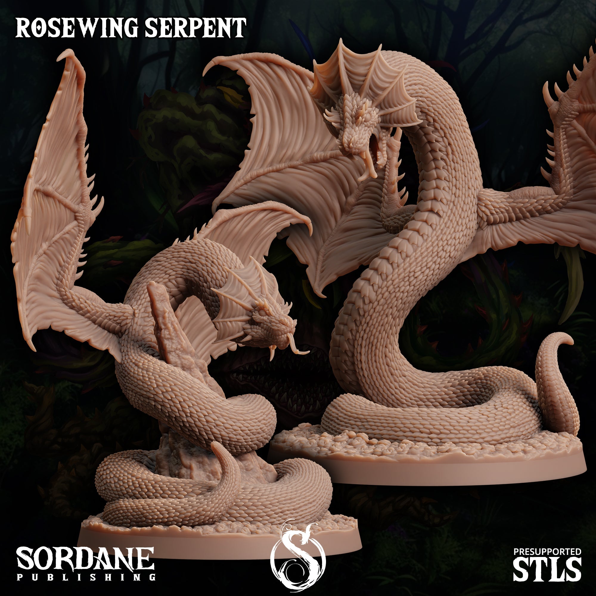 3D Printed Sordane Publishing Rosewing Serpent Cupid's Embrace Set 28 32mm D&D (Online Only)