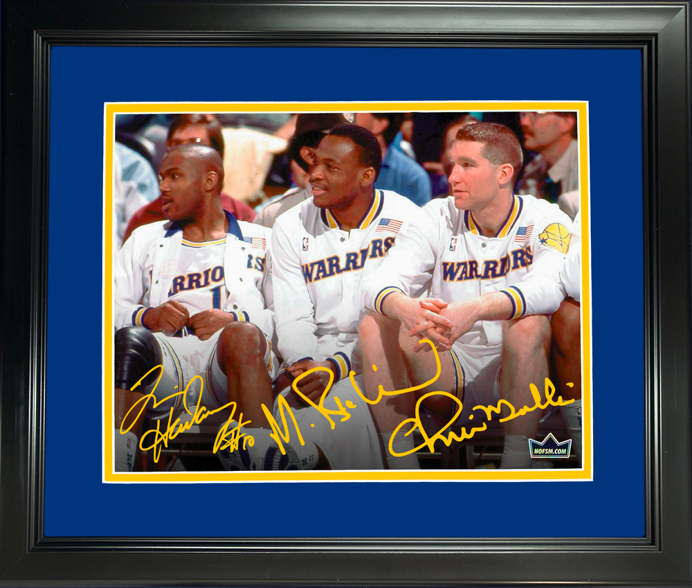 Framed Golden State Warriors  Run TMC  Tim Hardaway Mitch Richmond Chris Mullin Facsimile Laser Engraved Signature Auto 11"x14" Basketball Photo HOFSM Holo (ONLINE ORDER ONLY)