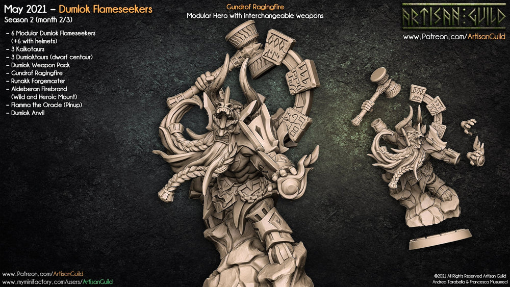 3D Printed Artisan Guild Runakk Forgemaster Dumlok Flameseekers 28mm 32mm (Online Only)