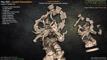 3D Printed Artisan Guild Runakk Forgemaster Dumlok Flameseekers 28mm 32mm (Online Only)