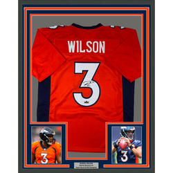 Framed Facsimile Autographed Russell Wilson 35x39 Denver Orange Reprint Laser Auto Football Jersey (ONLINE ORDER ONLY)