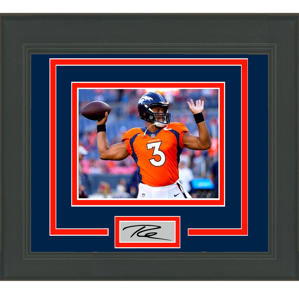 Framed Russell Wilson Facsimile Laser Engraved Signature Auto Denver Broncos 11x14 Football Photo (ONLINE ORDER ONLY)