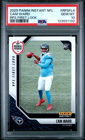 Graded 2025 Panini Instant Cam Ward #RPSFL4 RPS First Look Rookie RC Football Card PSA 10 Gem Mint (ONLINE ORDER ONLY)