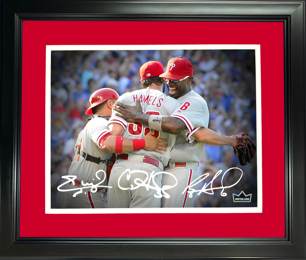 Framed Ryan Howard Cole Hamels Carlos Ruiz Philadelphia Phillies Facsimile Laser Engraved Signature Auto 11"x14"Baseball Photo HOFSM Holo (ONLINE ORDER ONLY)