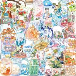 50pcs Clear Glass Flowers Plants and Animals PET Sticker Aesthetic Decoration Scrapbooking Stationery School Supplies Stickers (ONLINE ORDER ONLY)