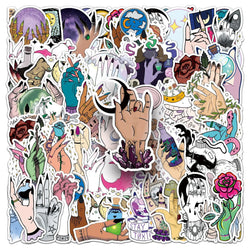 Gothic Graffiti Witch Stickers Waterproof Decals for Scrapbook Laptop Guitar Car Bike (ONLINE ORDER ONLY)