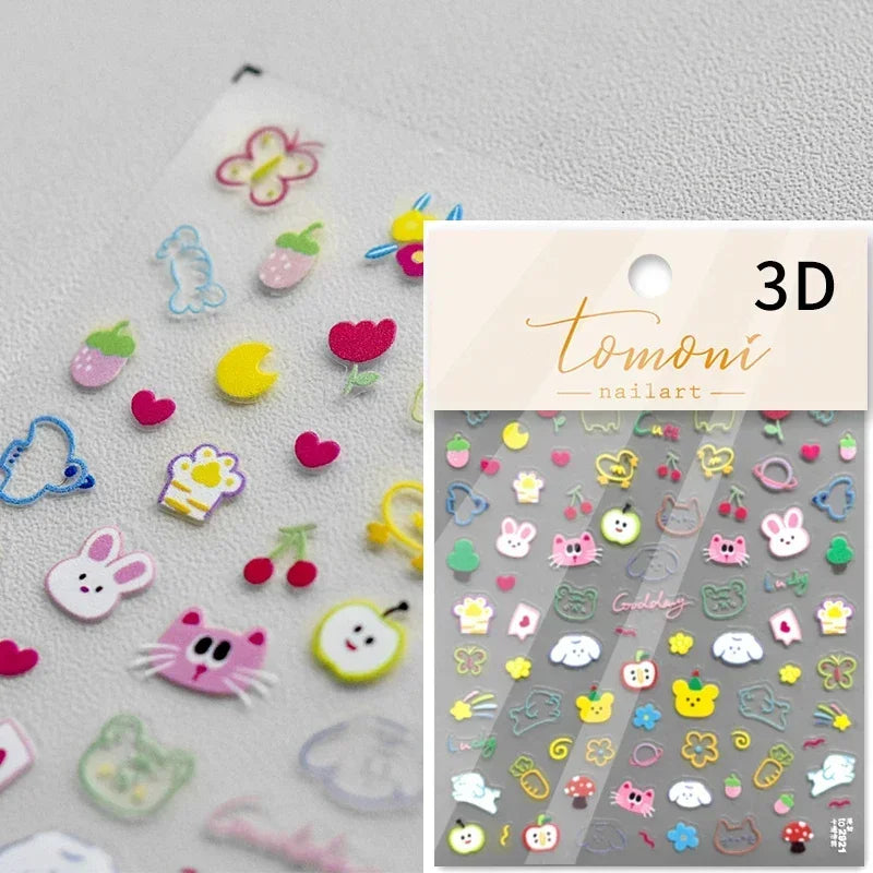 Cute Cat Eye Fishbone Animals Leopard Cat Ginger Cat Kitten Exclamation Point Paw Self Adhesive Nail Art Sticker Manicure Decals (ONLINE ORDER ONLY)