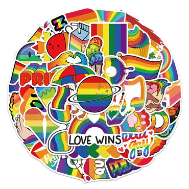 10/30/50Pcs Colorful Rainbow Funny LGBT Gay Pride Stickers On Skateboard Guitar Motorcycle Car Scrapbooking Laptop Suitcase Toys (ONLINE ORDER ONLY)