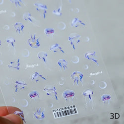 Chinese Black Red Lucky Carp Fish 3D Self Adhesive Nail Art Stickers 5D Soft Relief Nail Phone Decals Goldfish Beach Sea Summer (ONLINE ORDER ONLY)