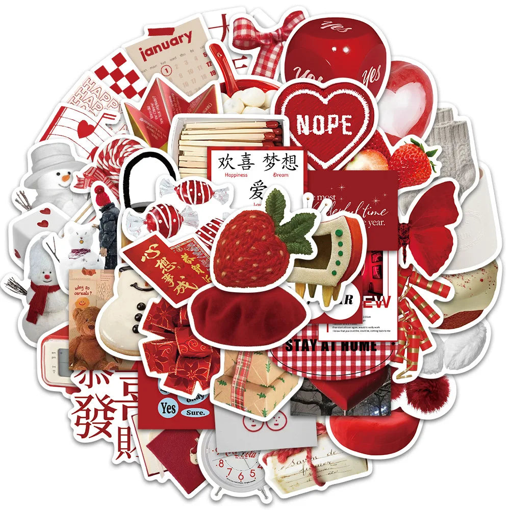 Red Stickers Decoration Pack: Phone, Notebook, Luggage, Laptop, Bike, Wall Decals, Kids Toys (Online Order Only)