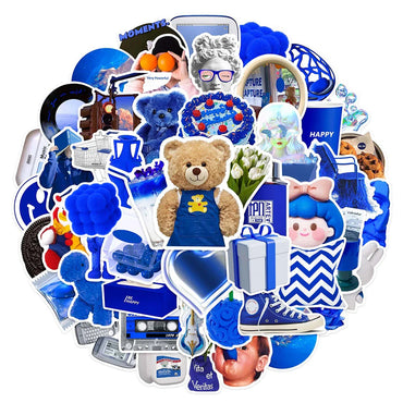 10/30/50PCS Funny Blue Cartoon Ins Style Stickers Toys DIY Notebook Phone Bike Skateboard Suitcase Waterproof Cute Decals Gifts (ONLINE ORDER ONLY)