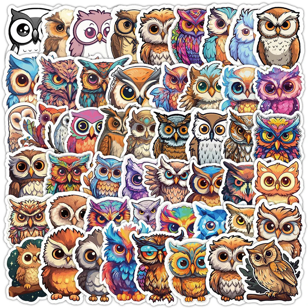 Cartoon Owl Animal Stickers for Kids - 10/30/50pcs Laptop Suitcase Notebook (Online Order Only)
