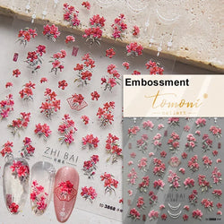 Red Azalea Rose Peony Crane Warbler Bird Fish Lily Chicken Rabbit Lobster Flower Retro Chinese Nail Art Sticker Decoration Decal (Online Order Only)