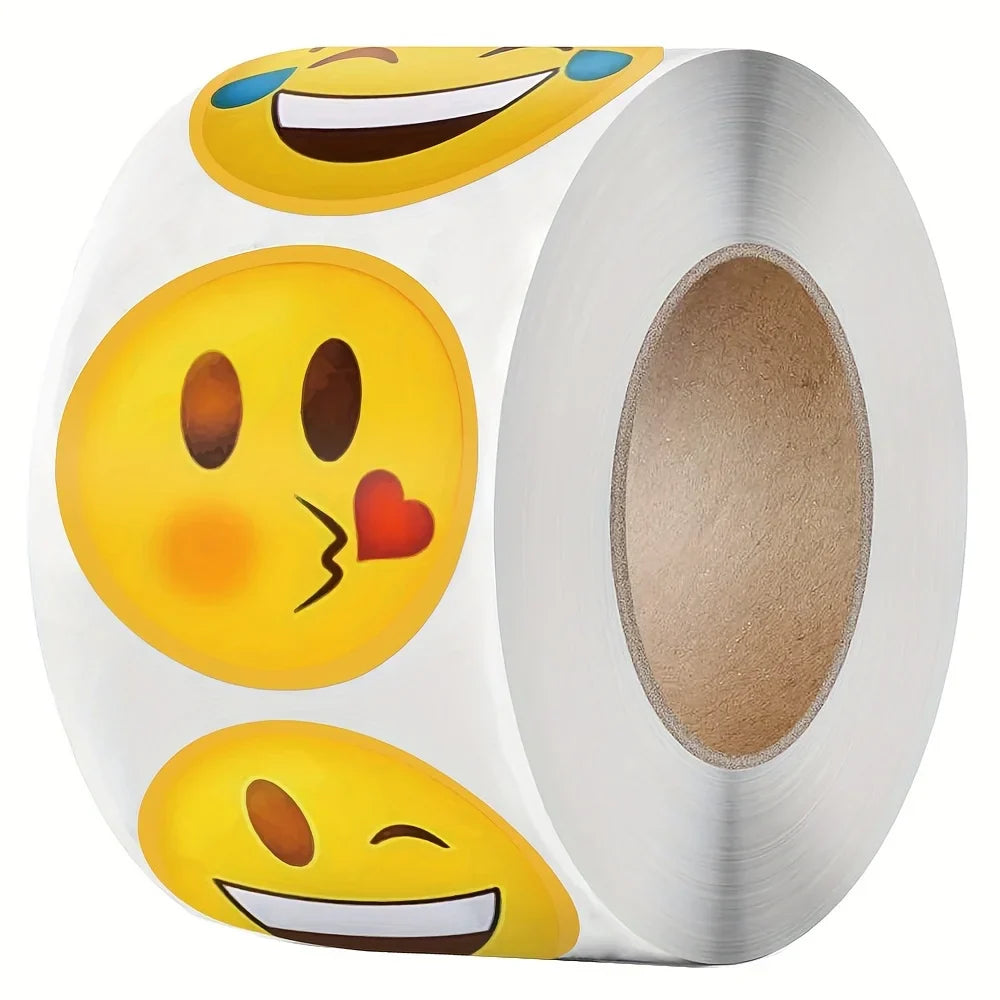 500pcs/roll Cartoon Funny Face Expression Reward Stickers, DlY Decoration Label  For Game Gift Envelope Self Adhesive Stickers (ONLINE ORDER ONLY)