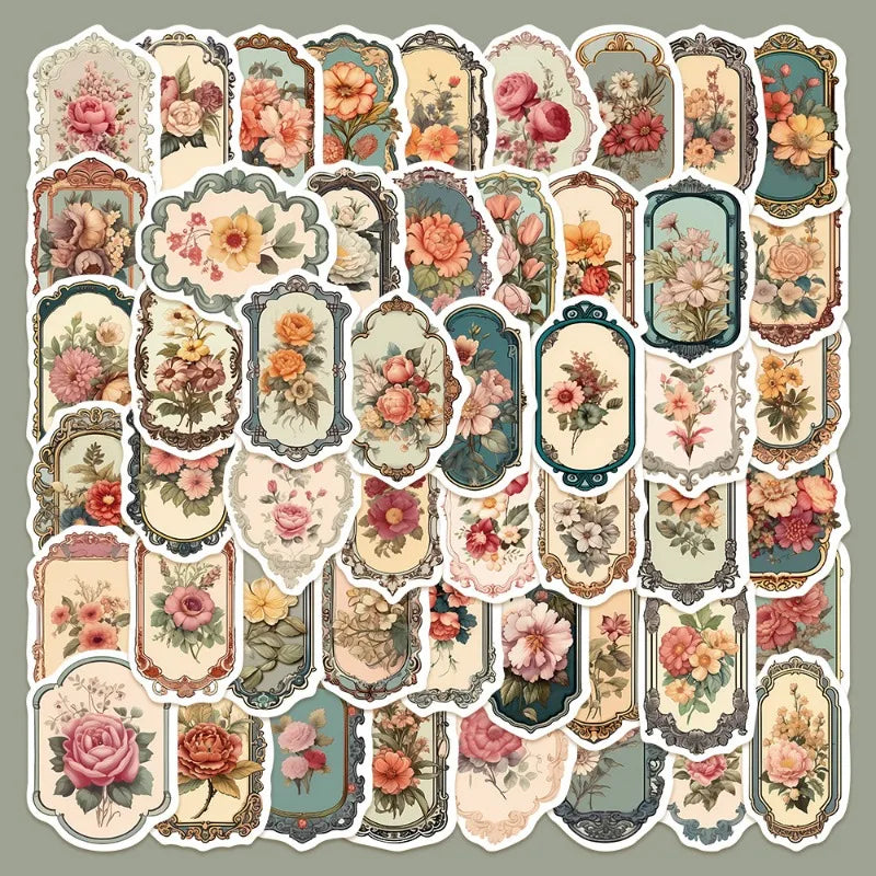 50pcs Cartoon Flower Graffiti Stickers for Helmet, Wall, DIY Decoration (Online Order Only)