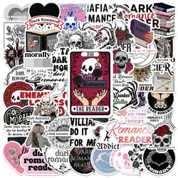 50pcs Aesthetic Dark Romance Reader Stickers Cartoon Bookish Sticker Luggage Laptop Guitar Phone Waterproof Vinyl Book Decals (ONLINE ORDER ONLY)